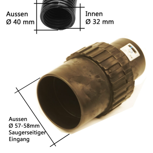 Nilfisk Muffe Schlauch, Ø 32 mm, antistatisch . Kesselseitig