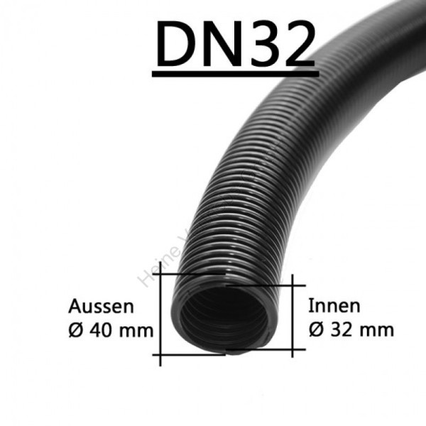 Saugschlauch Ø 32 mm (Innendurchmesser) Antistatisch - Meterware / schwarz