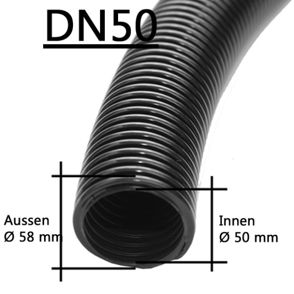 Saugschlauch Ø 50mm Antistatisch (Innendurchmesser) - Meterware / schwarz
