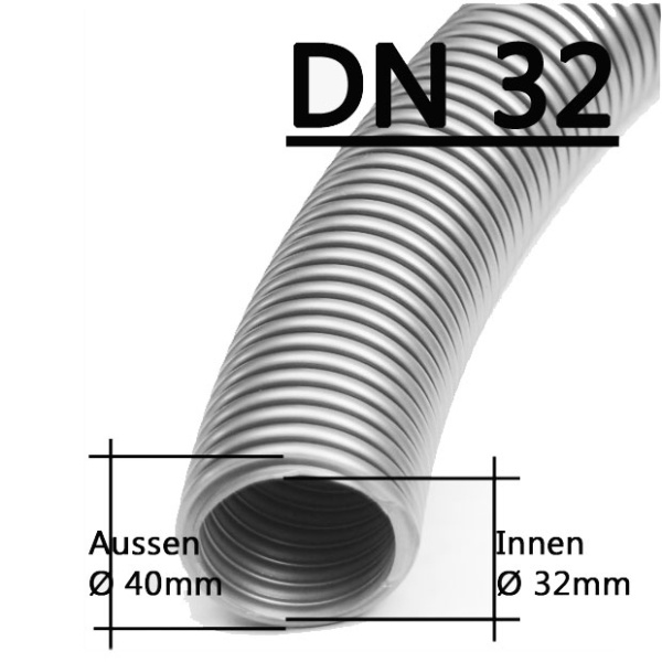Nilfisk Saugschlauch Ø 32 mm Meterware (Art. 14240) – flexibel, präzise & kompatibel - Silber